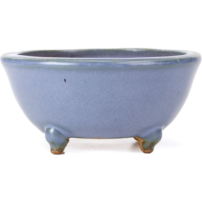 Ronde blauwe bonsaipot van Hattori - 115 x 115 x 55 mm