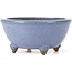 Round blue bonsai pot by Hattori - 115 x 115 x 55 mm