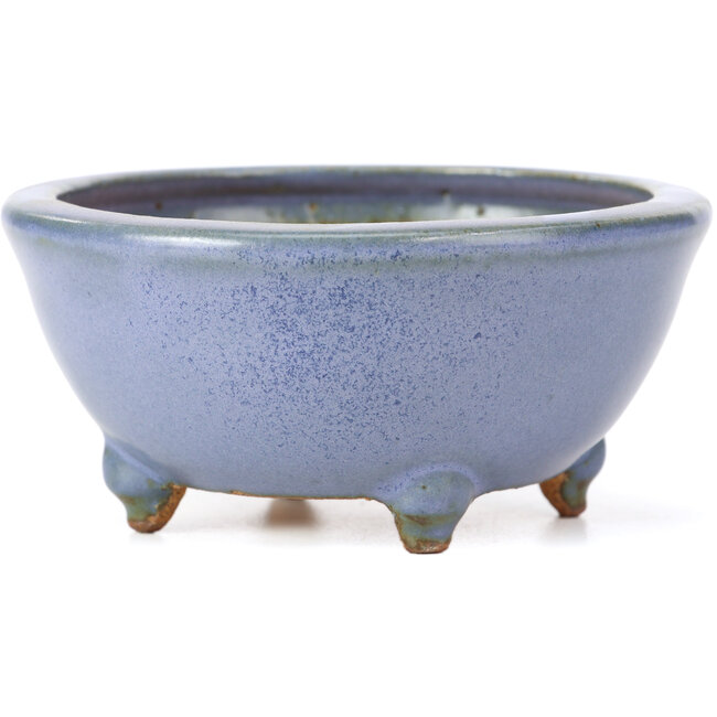 Ronde blauwe bonsaipot van Hattori - 115 x 115 x 55 mm