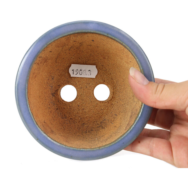 Pot à bonsaï rond bleu par Hattori - 115 x 115 x 55 mm