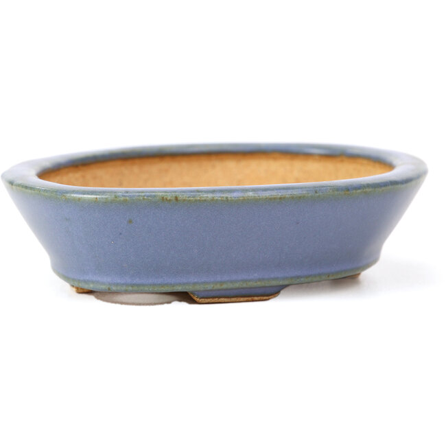 Pot à bonsaï ovale bleu par Hattori - 133 x 103 x 32 mm