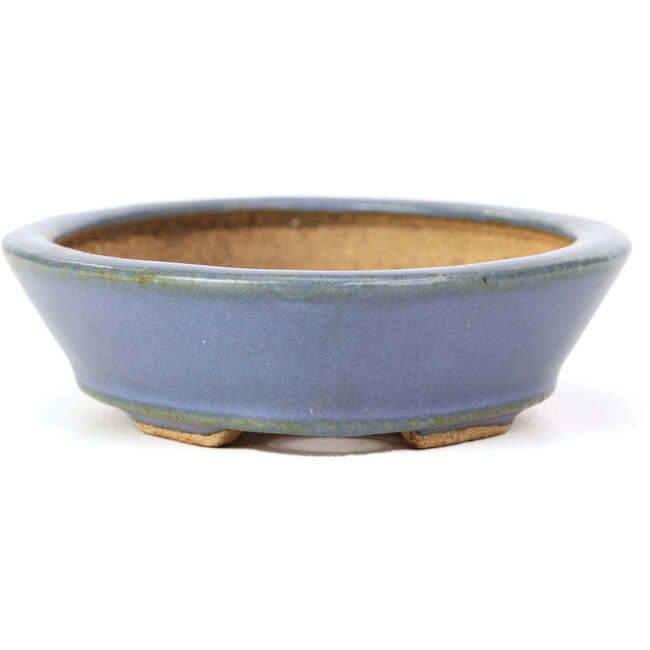 Oval blue bonsai pot by Hattori - 133 x 103 x 32 mm