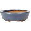 Oval blue bonsai pot by Hattori - 108 x 91 x 31 mm