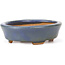 Oval blue bonsai pot by Hattori - 108 x 91 x 31 mm