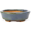 Oval blue bonsai pot by Hattori - 108 x 91 x 31 mm