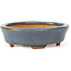 Oval blue bonsai pot by Hattori - 108 x 91 x 31 mm