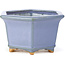 Hexagonal blue bonsai pot by Hattori - 128 x 113 x 72 mm