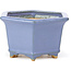 Hexagonal blue bonsai pot by Hattori - 128 x 113 x 72 mm