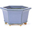 Maceta de bonsái azul hexagonal de Hattori - 128 x 113 x 72 mm
