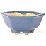 Hexagonal blue bonsai pot by Hattori - 155 x 140 x 70 mm