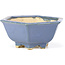 Hexagonal blue bonsai pot by Hattori - 155 x 140 x 70 mm