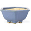 Hexagonal blue bonsai pot by Hattori - 155 x 140 x 70 mm