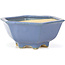 Hexagonal blue bonsai pot by Hattori - 155 x 140 x 70 mm