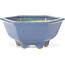 Hexagonal blue bonsai pot by Hattori - 155 x 140 x 70 mm