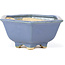 Hexagonal blue bonsai pot by Hattori - 155 x 140 x 70 mm