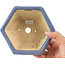 Hexagonal blue bonsai pot by Hattori - 155 x 140 x 70 mm