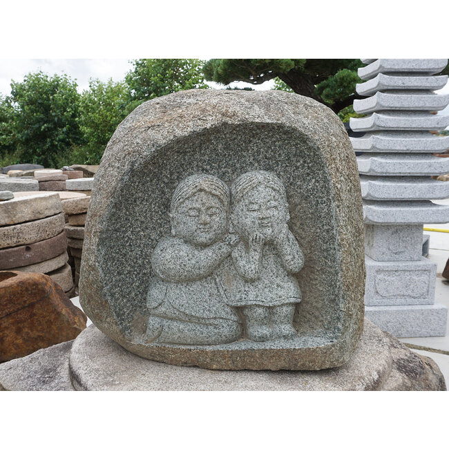 Dosojin geschnitzter Stein, japanische Statue