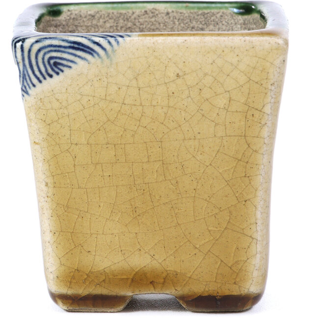 Maceta de bonsái cuadrada beige de Terahata Satomi Mazan - 65 x 65 x 70 mm
