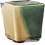 Quadratische beige Bonsaischale von Terahata Satomi Mazan - 65 x 65 x 70 mm