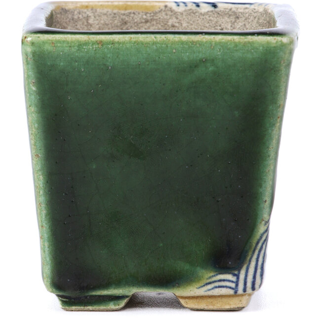 Vaso per bonsai quadrato beige di Terahata Satomi Mazan - 65 x 65 x 70 mm