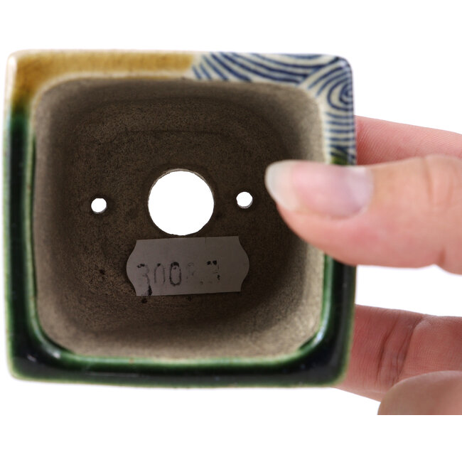 Vierkante beige bonsaipot van Terahata Satomi Mazan - 65 x 65 x 70 mm