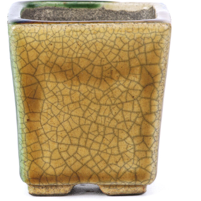 Vierkante beige bonsaipot van Terahata Satomi Mazan - 65 x 65 x 70 mm