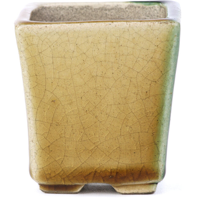 Pot à bonsaï carré vert par Terahata Satomi Mazan - 65 x 65 x 70 mm