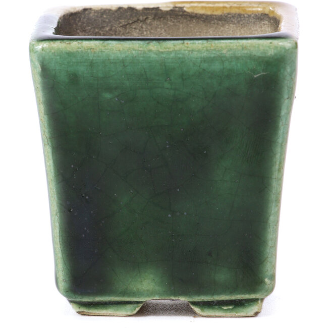 Pot à bonsaï carré beige par Terahata Satomi Mazan - 65 x 65 x 70 mm