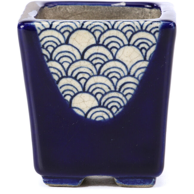 Maceta de bonsái cuadrada azul de Terahata Satomi Mazan - 65 x 65 x 70 mm