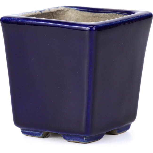 Maceta de bonsái cuadrada azul de Terahata Satomi Mazan - 65 x 65 x 70 mm