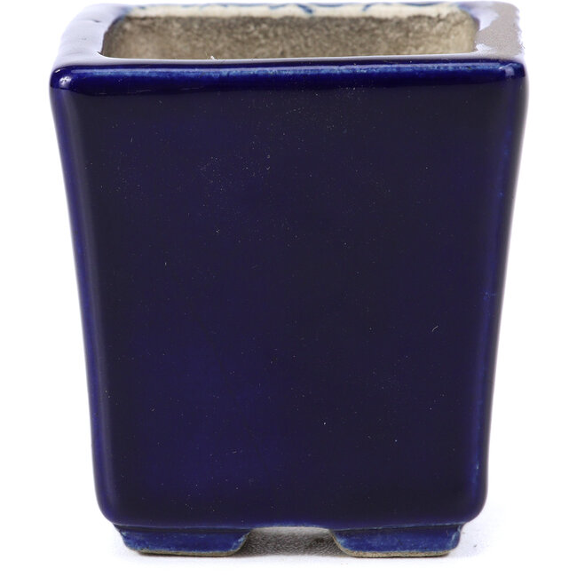 Pot à bonsaï carré bleu par Terahata Satomi Mazan - 65 x 65 x 70 mm