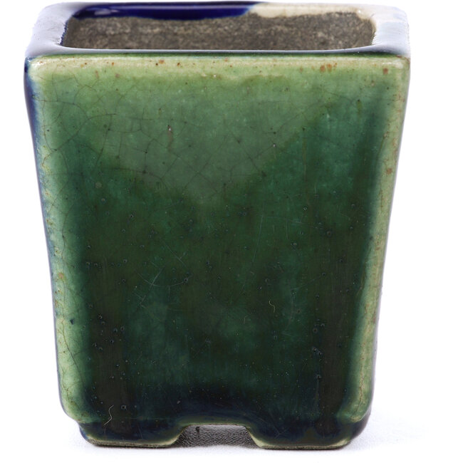 Maceta de bonsái verde cuadrada de Terahata Satomi Mazan - 65 x 65 x 70 mm