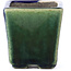 Vierkante groene bonsaipot van Terahata Satomi Mazan - 65 x 65 x 70 mm