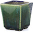 Quadratische grüne Bonsaischale von Terahata Satomi Mazan - 65 x 65 x 70 mm