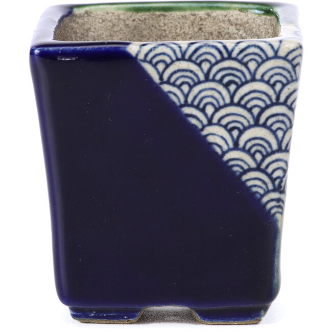Pot à bonsaï carré bleu par Terahata Satomi Mazan - 65 x 65 x 70 mm