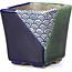 Pot à bonsaï carré bleu par Terahata Satomi Mazan - 65 x 65 x 70 mm