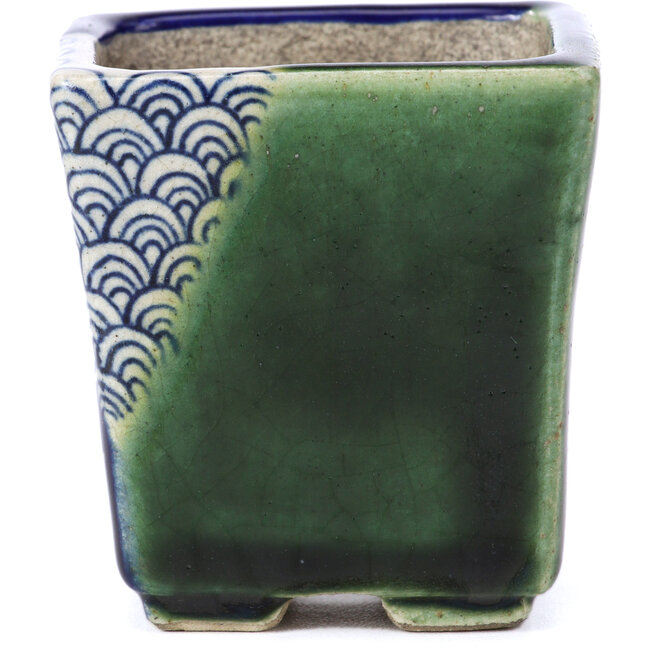 Pot à bonsaï carré bleu par Terahata Satomi Mazan - 65 x 65 x 70 mm