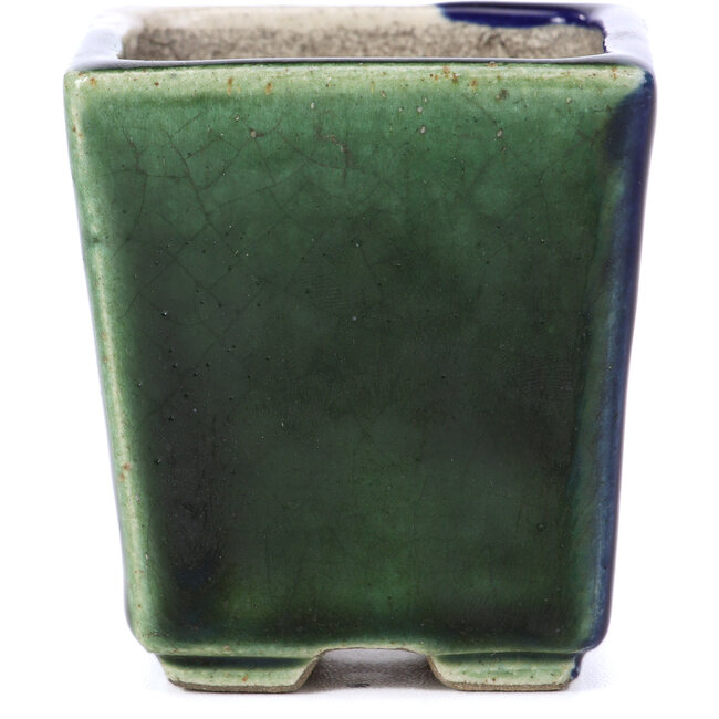 Square blue bonsai pot by Terahata Satomi Mazan - 65 x 65 x 70 mm