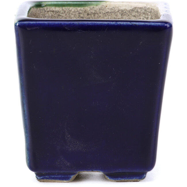 Pot à bonsaï carré bleu par Terahata Satomi Mazan - 65 x 65 x 70 mm