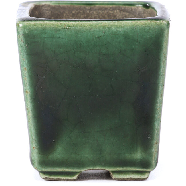 Pot à bonsaï carré vert par Terahata Satomi Mazan - 65 x 65 x 70 mm