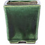 Pot à bonsaï carré vert par Terahata Satomi Mazan - 65 x 65 x 70 mm