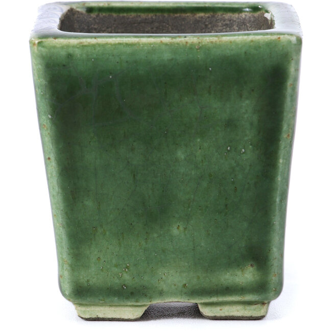 Pot à bonsaï carré vert par Terahata Satomi Mazan - 65 x 65 x 70 mm