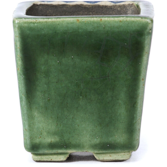 Maceta de bonsái verde cuadrada de Terahata Satomi Mazan - 65 x 65 x 70 mm
