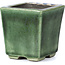 Square green bonsai pot by Terahata Satomi Mazan - 65 x 65 x 70 mm