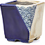 Quadratische blaue Bonsaischale von Terahata Satomi Mazan - 65 x 65 x 70 mm