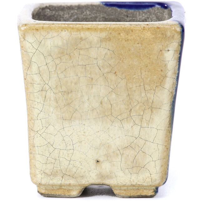 Pot à bonsaï carré bleu par Terahata Satomi Mazan - 65 x 65 x 70 mm