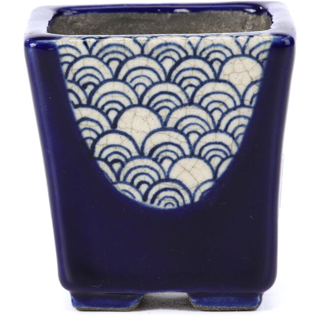 Pot à bonsaï carré bleu par Terahata Satomi Mazan - 65 x 65 x 70 mm