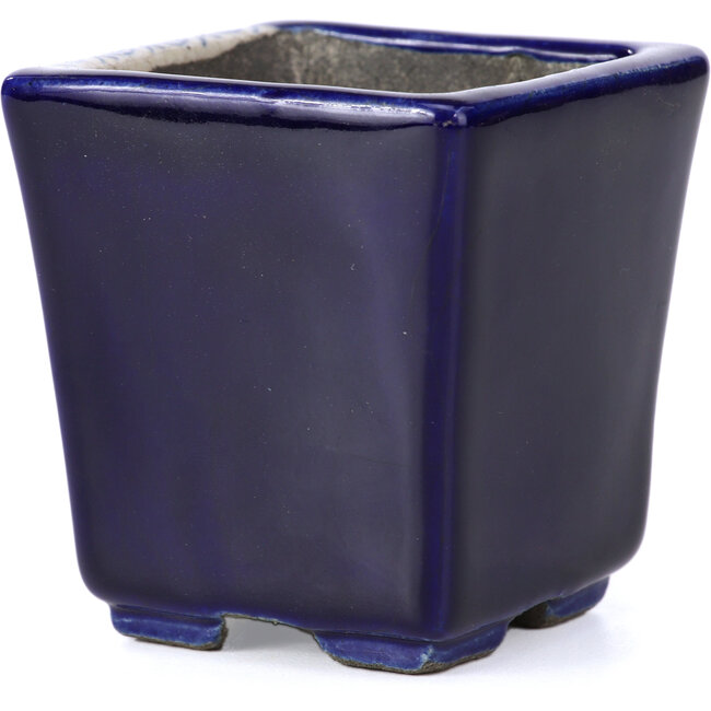 Pot à bonsaï carré bleu par Terahata Satomi Mazan - 65 x 65 x 70 mm