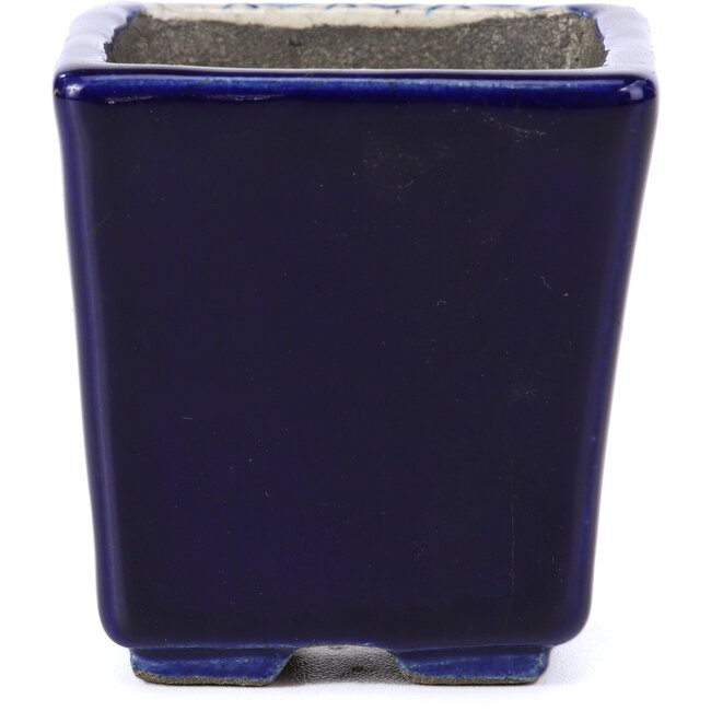 Vierkante blauwe bonsaipot van Terahata Satomi Mazan - 65 x 65 x 70 mm