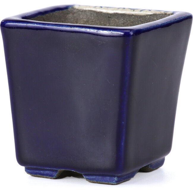 Pot à bonsaï carré bleu par Terahata Satomi Mazan - 65 x 65 x 70 mm